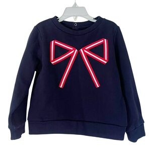 Jacadi Paris Navy Blue Red Bow Pullover Sweatshirt Size 6